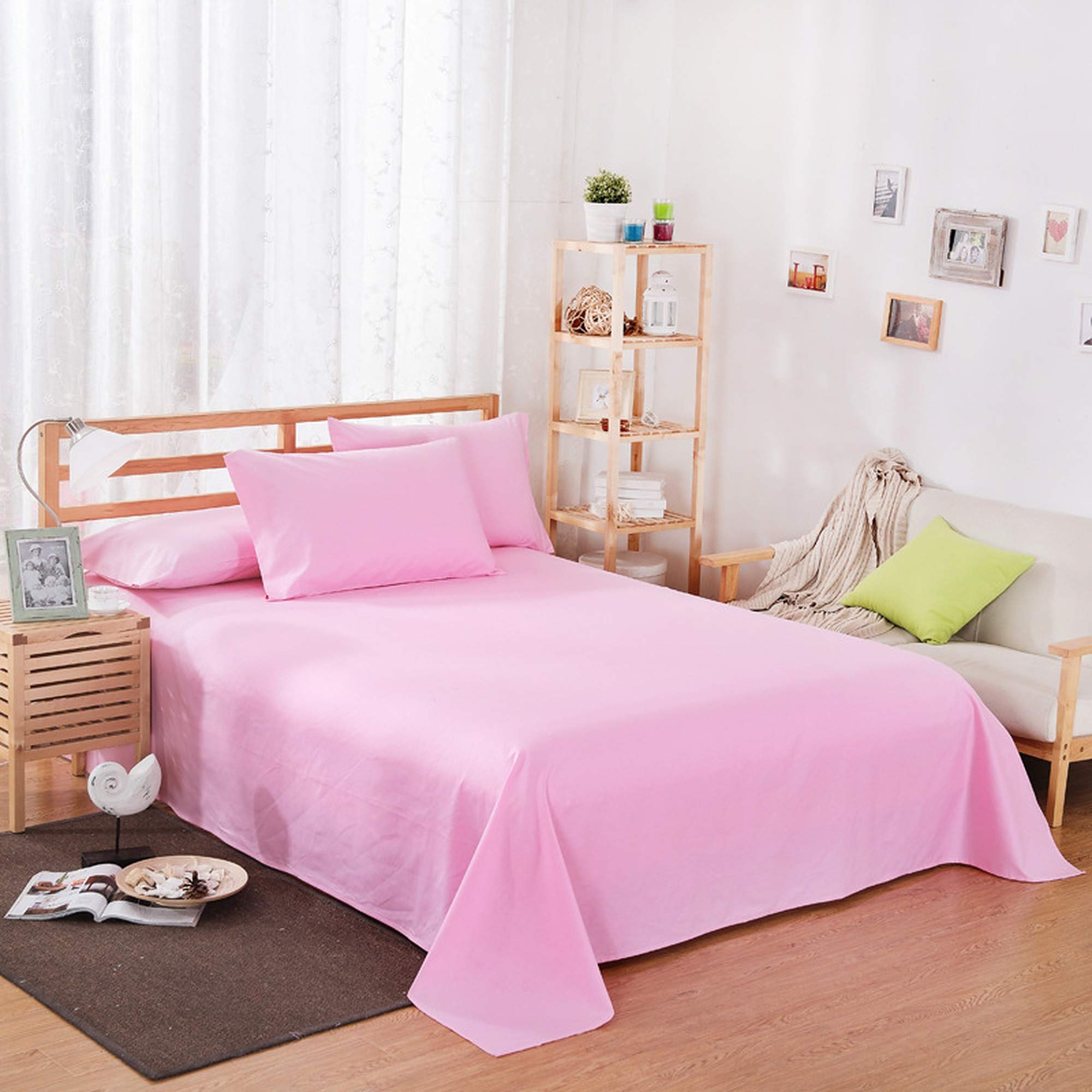 LOOMS & LEAVES 100% SOFT BRUSHED COTTON THERMAL FLANNELETTE FLAT SHEETS IN (PINK, KING)