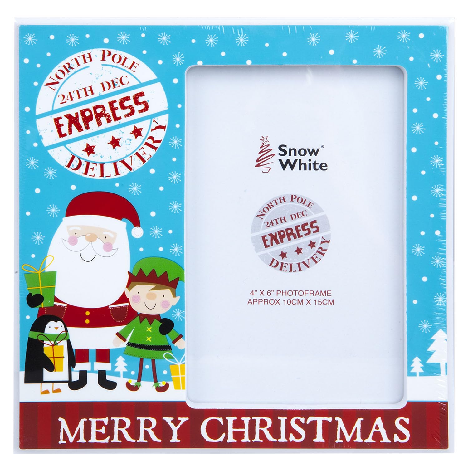 VFM e-Store - Christmas Photo Frame 4 X 6 Picture Inch Frame X 1 Stocking Filler Xmas Present Celebration Festive Winter Ornaments - 10cm X 15cm Christmas Themed