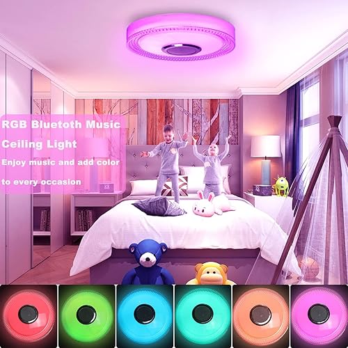 Miniatura 5 de Lámpara de techo de baño impermeable con altavoz Bluetooth montaje empotrado lámpara de techo dinmmable RGB cambio de color, aplicación + control