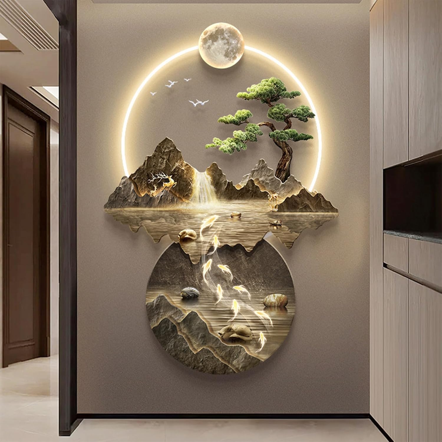 LED 3D Wall Art - 3D Painting Decor, Wall Sculptures with Light, Lamp, for Home Entrance, Bedroom - Image 8