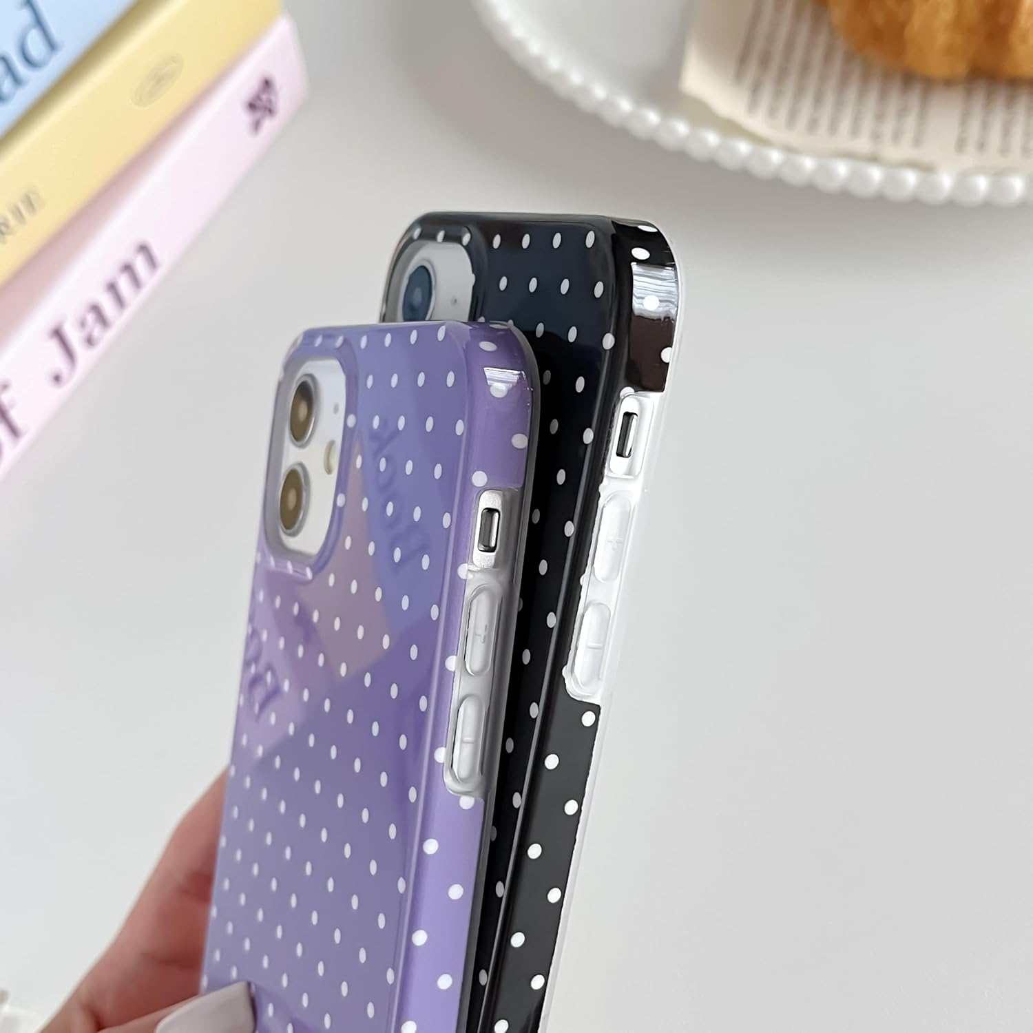  for iPhone 11 Case Cute Polka Dot Phone Case Soft TPU Slim Shockproof Phone Cover for Women Girls, Black thumbnail