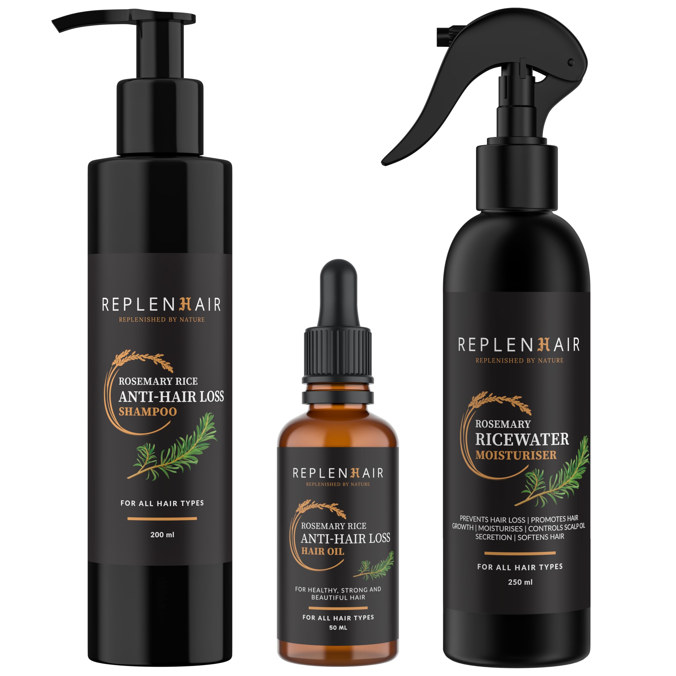 Haarspray mit Reiswasser und Rosmarin, 100 % handgefertigt, feuchtigkeitsspendend, Rosmarinöl & Rosmarin-Shampoo gegen Haarausfall für alle Haare