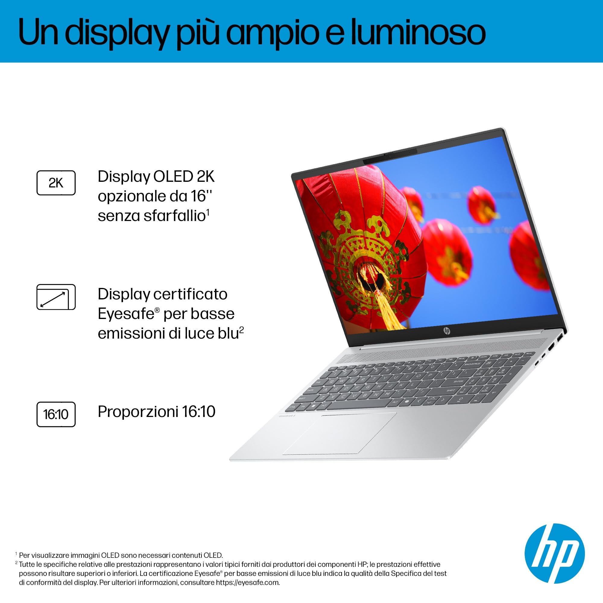 HP OmniBook 5 AI PC 16-af1001slx, Notebook, Intel Core Ultra 5 225U, 16 GB RAM, 512 GB, Grafica integrata, Display 16" 2K IPS Antiriflesso 300 nits, Laptop, Windows 11, Portatile, Argento