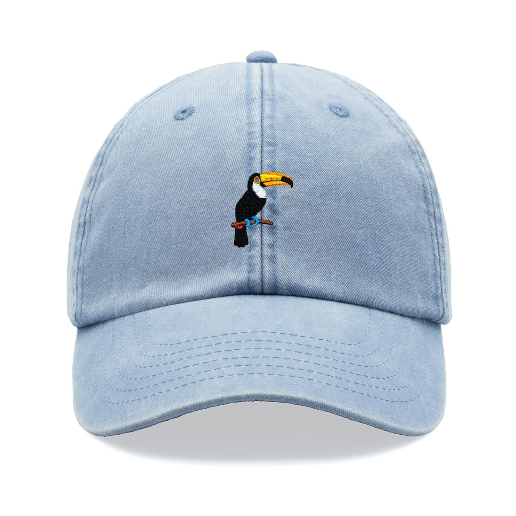 Toucan Bird Baseball Cap Vintage Washed Unisex Dad Hat Adjustable Light Blue