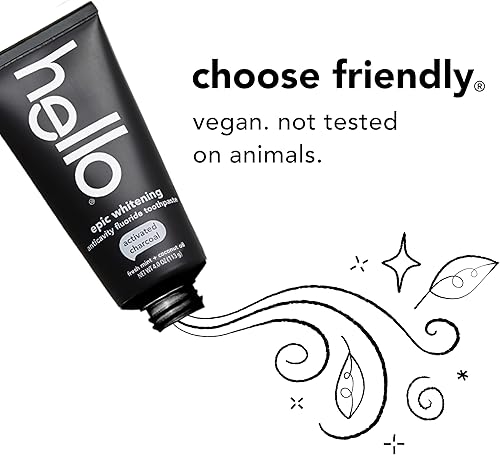 Miniatura 3 de Hello Pasta de dientes de carbón activado pasta de dientes con flúor con carbón activado pasta de dientes blanqueadora dental con menta fresca y