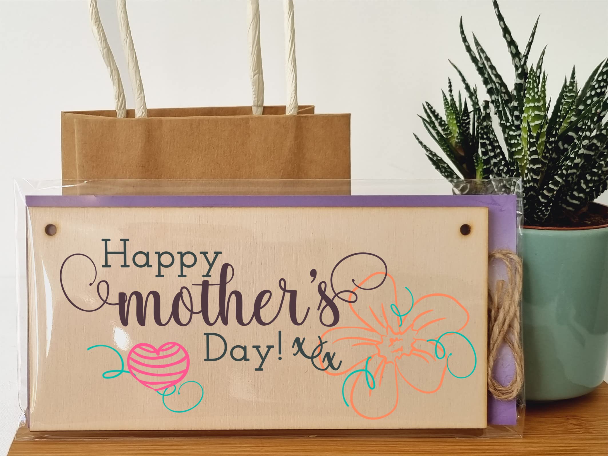 The Plum Penguin Handmade Wooden Hanging Wall Plaque Happy Mother's Day Floral Sentimental Gift Sign - Image 3