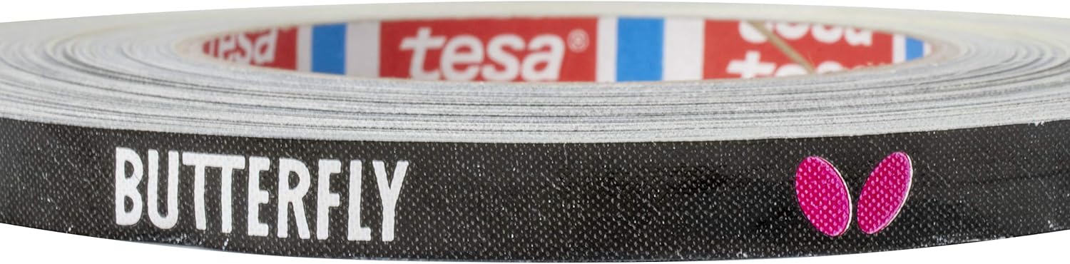 Butterfly Side Tape - 9 mm Width - Black and Magenta - Side Tape to Protect The Edges of Your Table Tennis/Ping Pong Paddles - Available in 1m (2 Rackets) 10m (20 Rackets) and 50m (100 Rackets)