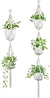 IDEEE PAN Macrame Plant Hanger Set - 49"/72" Ivory, Fits 4-8" Pots Indoor/Outdoor, Hang 5 Plants, Durable Cotton Rope