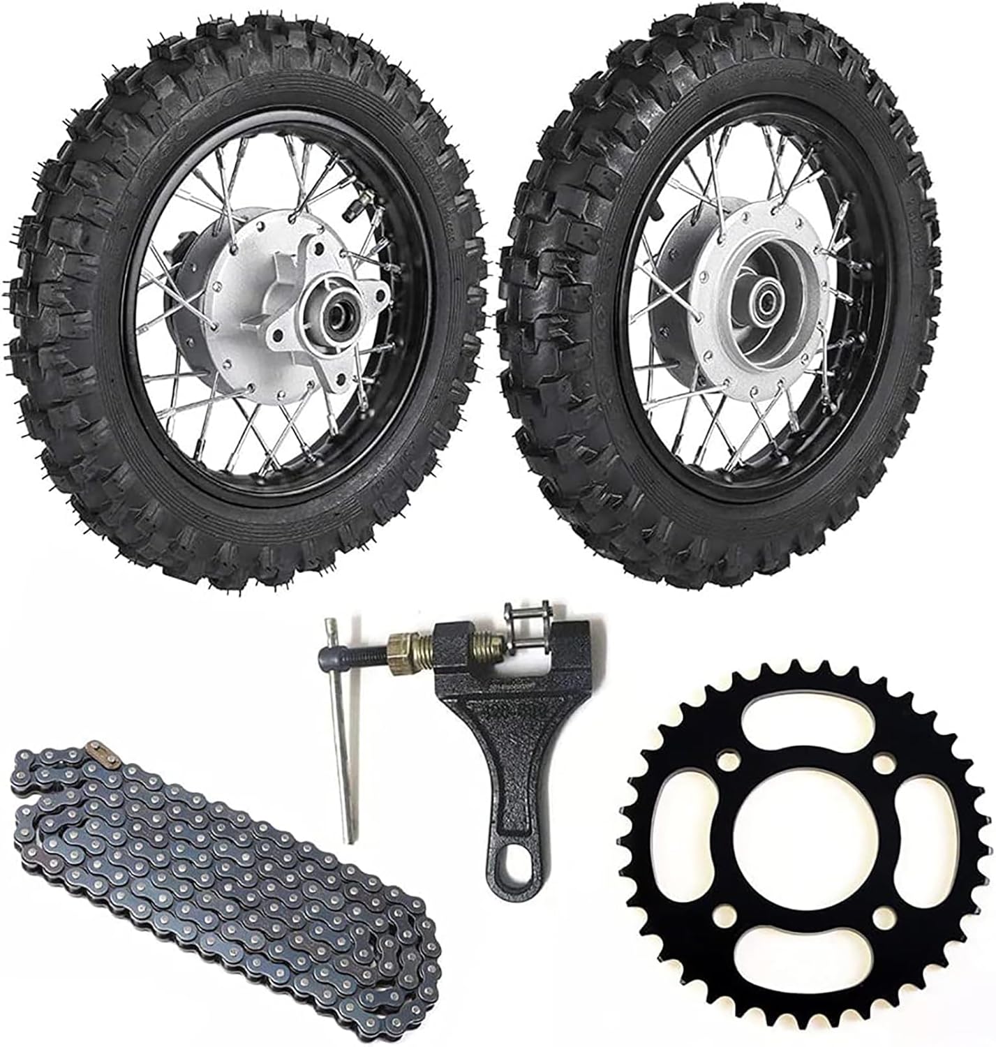 Front Rear Drum Brake 2.50-10 Wheel 1.4 * 10 Rim+ 420 Chain & Sprocket For CRF50 TTR50 XR50