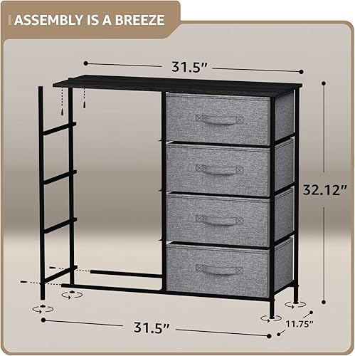 Miniatura 3 de Sorbus Tocador con cajones  Mueble de almacenamiento para dormitorio, pasillo, clóset, organización de oficina  Marco de acero, parte superior de