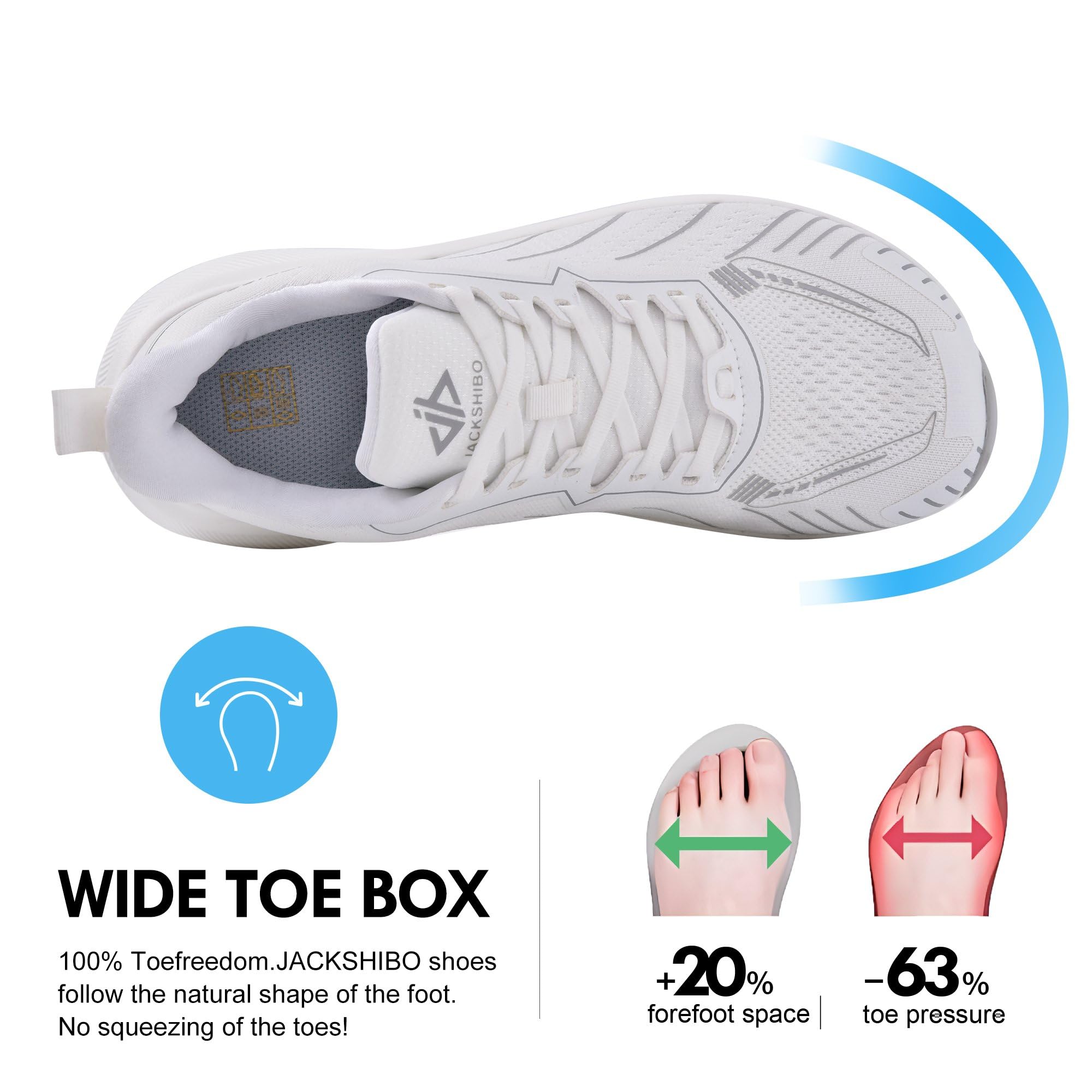 JACKSHIBO Slip in Men Hands Free Wide Toe Box Scarpe Slip on Arch Support Wide Sneakers per Corsa Camminata Tennis Atletica Fascite Plantare Scarpe ortopediche Zero Drop Cuscino Suola Spessa Larghezza