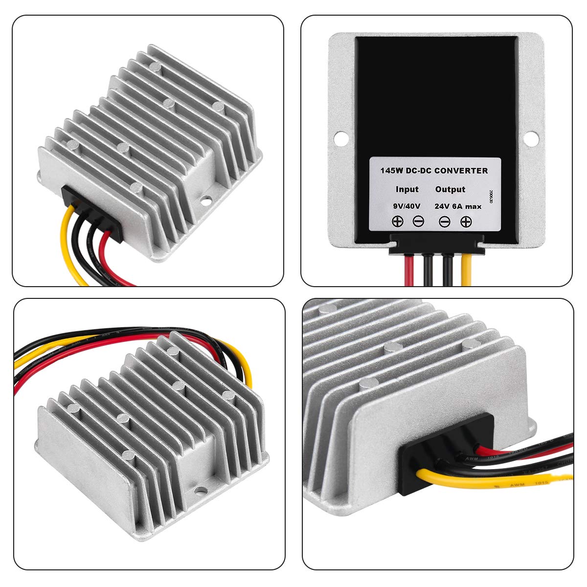 HOMELYLIFE Riduttore di tensione DC Convertitore automatico Buck Boost DC 9V-40V a 24V 6A Regolatore abbassatore Modulo impermeabile Trasformatore per Golf Club Car