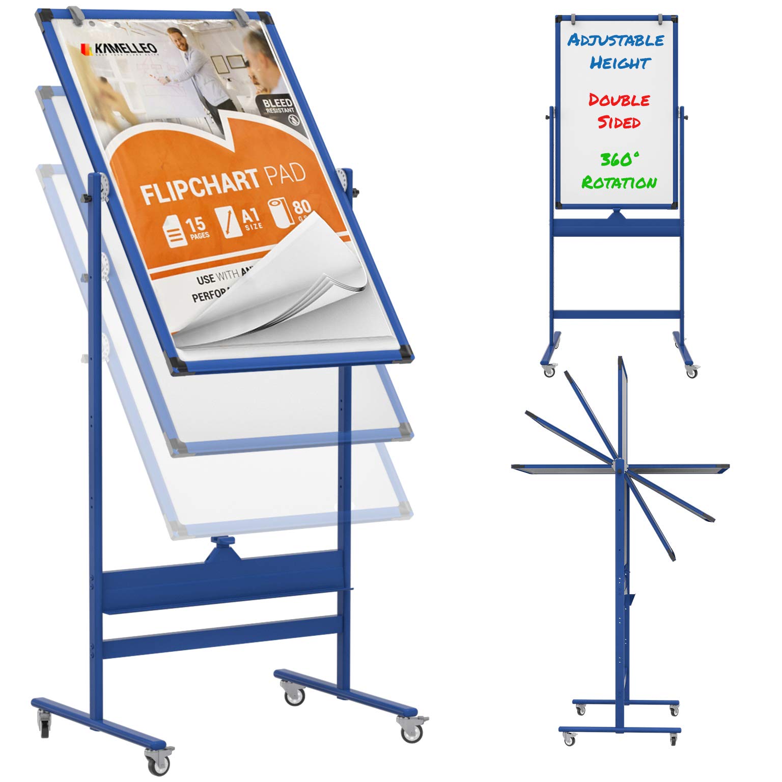 Mobile Whiteboard with Stand 36x24 Adjustable Height Dry Erase Board