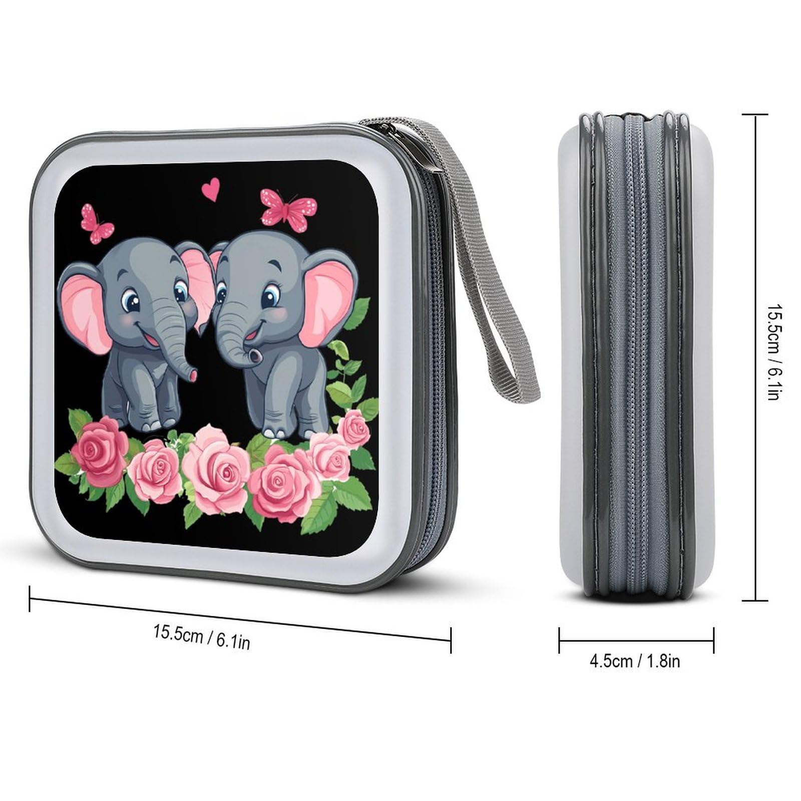 Elephant CD Case Plastic DVD Case Holder Wallet Disc Storage Organizer for Car Travel