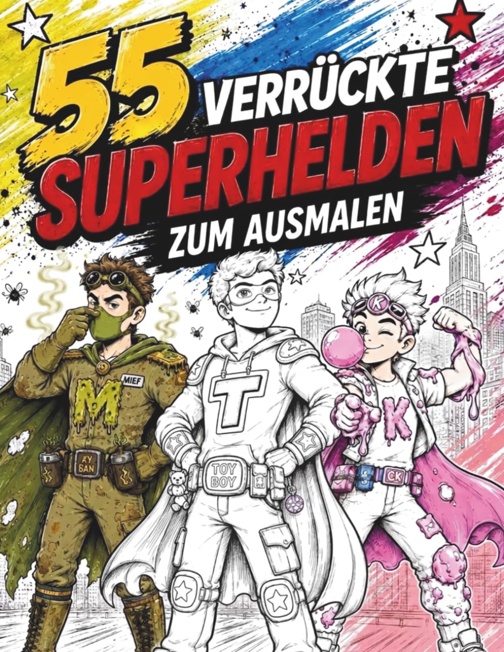 55 verrückte Superhelden zum Ausmalen: Lustige und außergewöhnliche Superhelden voller verrückter Kräfte, witziger Abenteuer und kreativer ... 55er Malbücher – 55 Bilder, 55 Mal Spaß!)