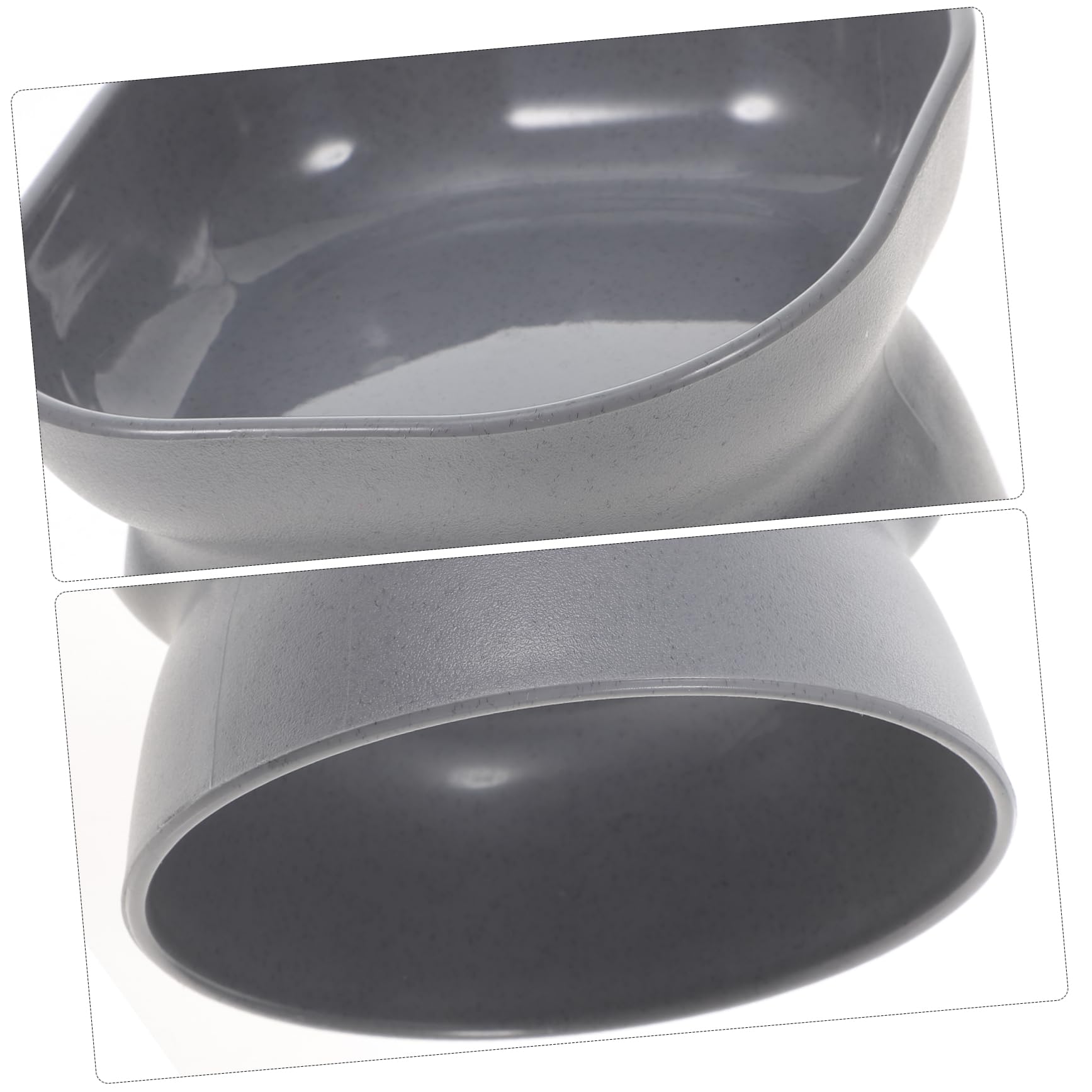 HEMOTON Oblique Mouth Cat Bowl Feeding Dish for Cats Holds Water Food Material Pet Supplies Dark Gray
