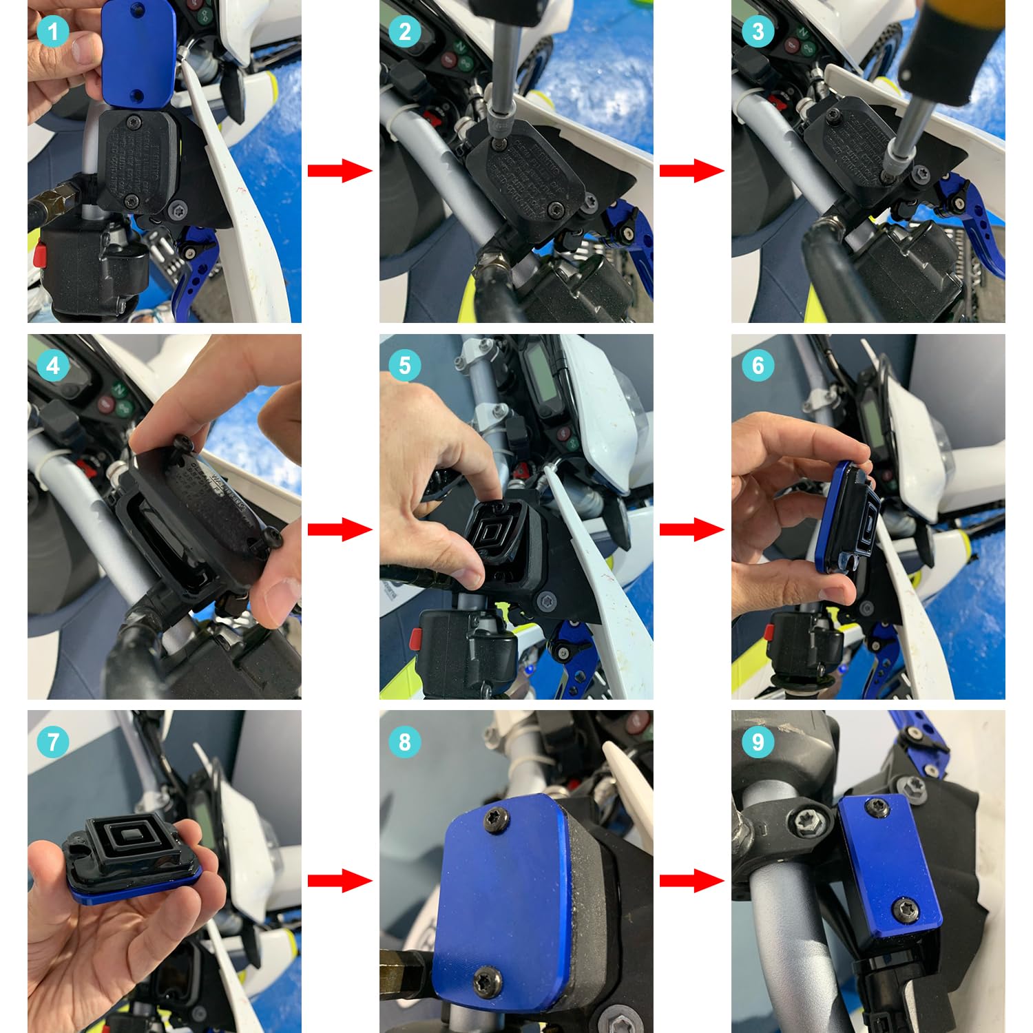 Moto CNC Liquido Freno Cilindro Coperchio del serbatoio del freno principale Accessori Compatibile con HUSQ.VARNA 701 Supermoto 2016 2017 2018 2019 2020 2021 (nero-1)
