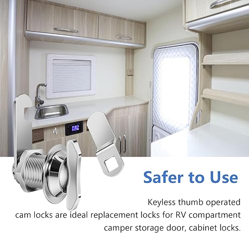 Miniatura 6 de Cerradura de leva desplazada accionada por pulgar, cilindro de 58 pulgadas que se adapta a un grosor máximo de puerta de 38 pulgadas, cerradura de