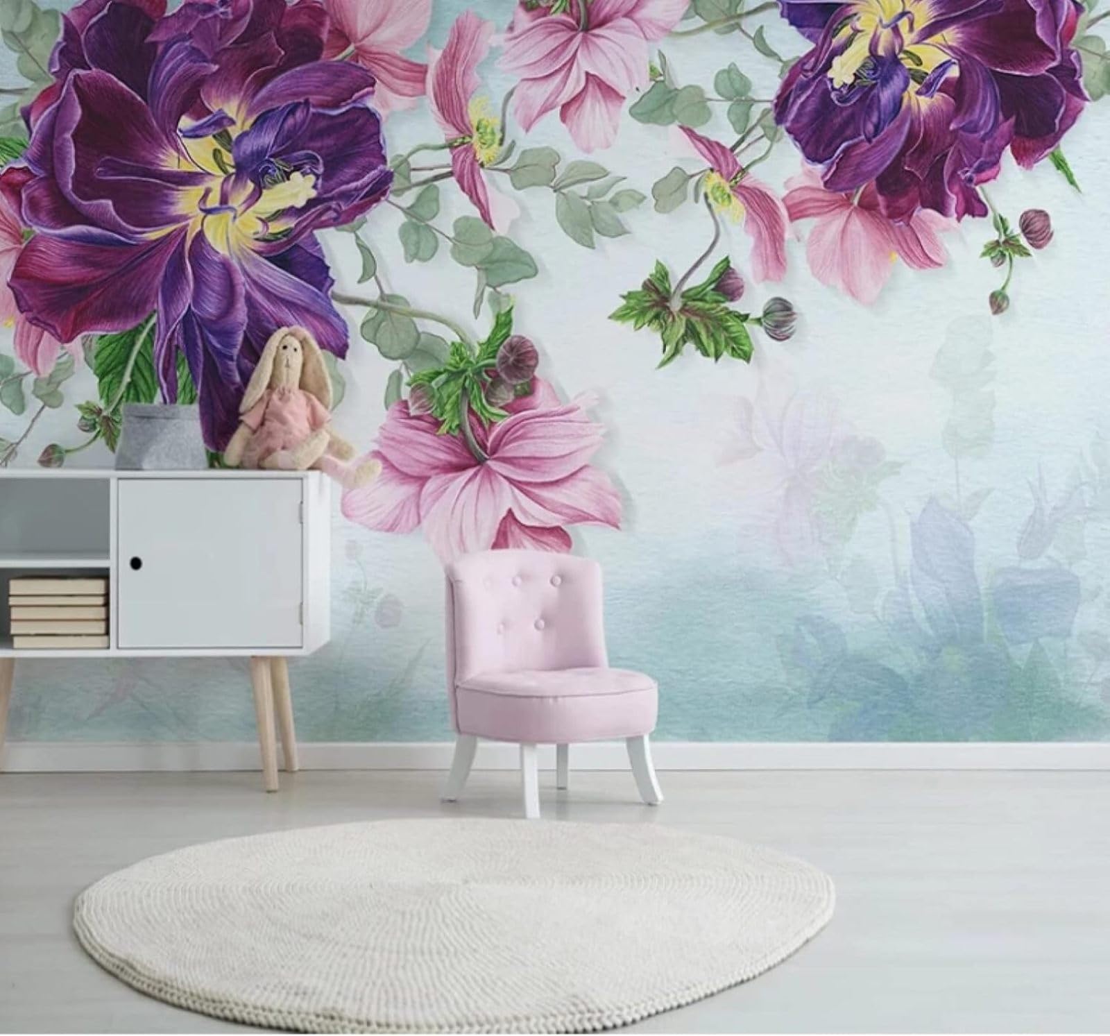 Xlming 300Cm×210Cm(B×H) Simple Three Dimensional Hand Drawn Beautiful Flowers 3D Wallpaper Luxury Home Dining Decor Paste Sofa Living Room The Wall For Bedroom Mural-300Cm×210Cm