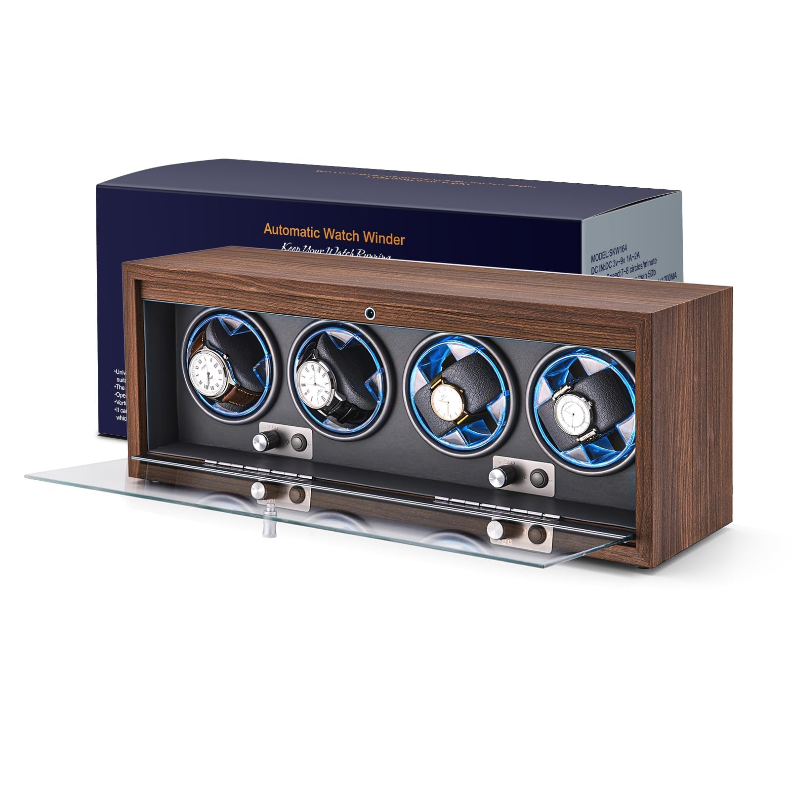 (similar)Watch Winder for Automatic Watches, Ultra Quiet Motor for 4 Automatic Watches with LED Lights, Automatic Watch Winder with 4 Rotation Modes