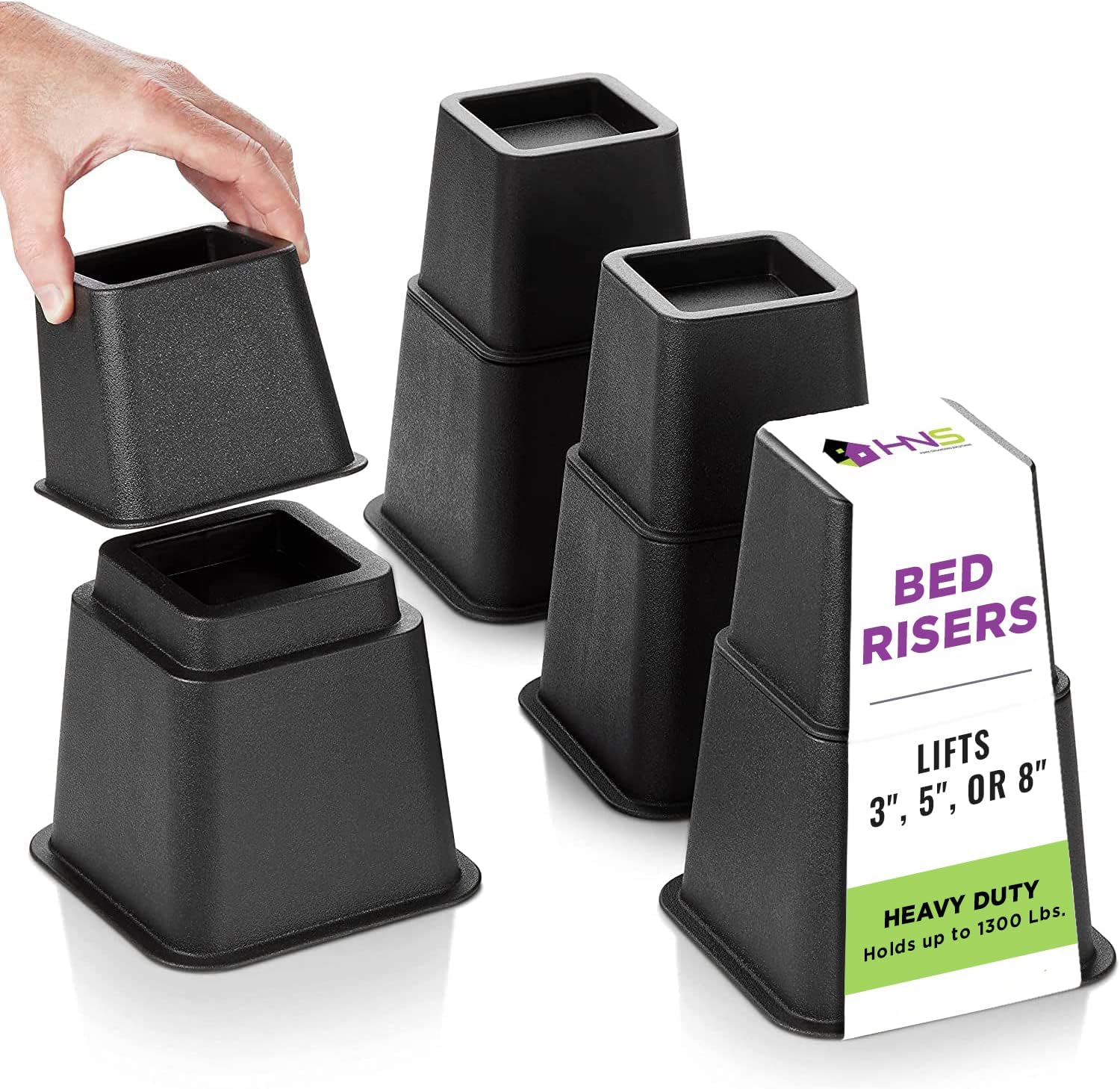 Tuffen Heavy Duty Bed Risers with Power Outlet and USB