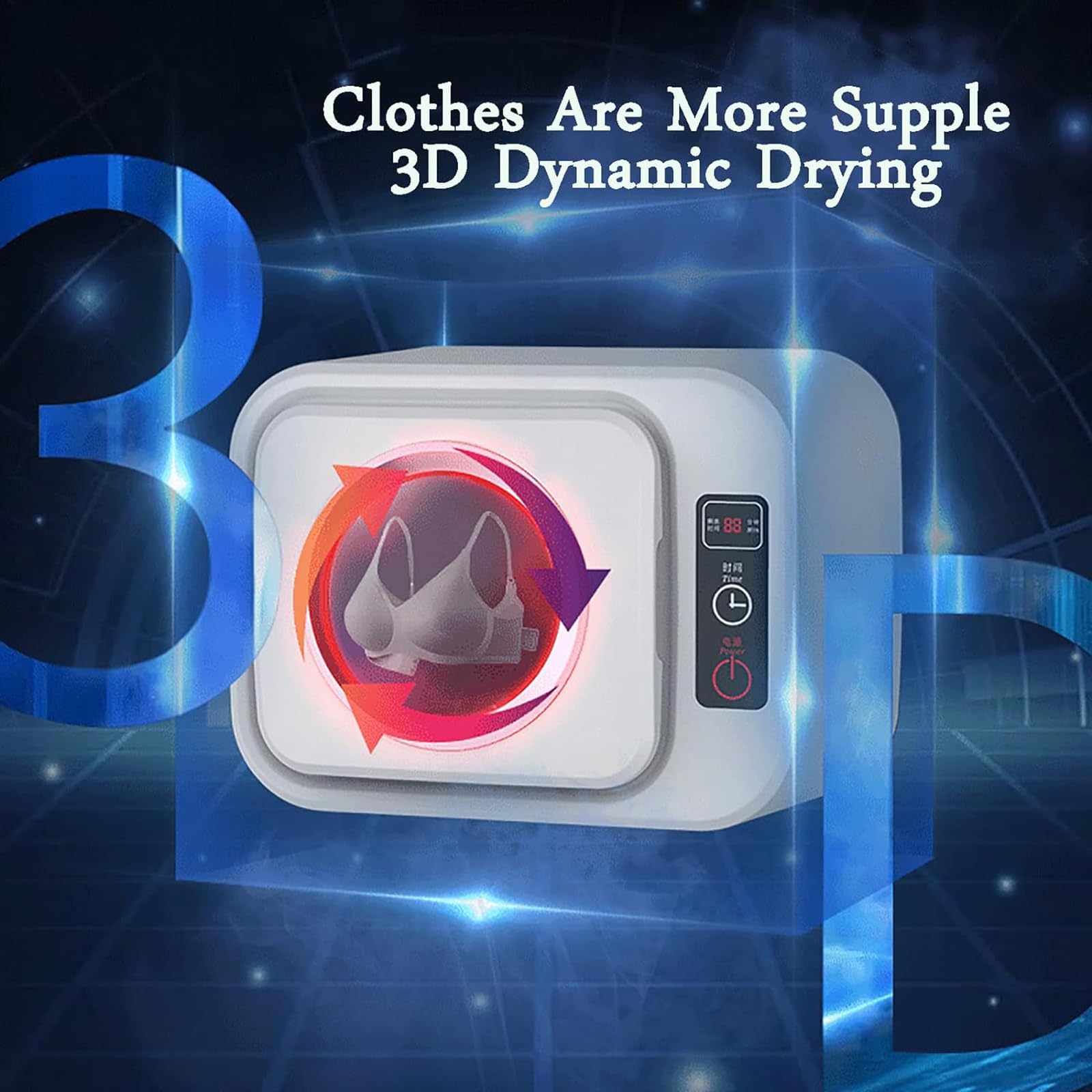 Secadora Pequeña, Mini Secadora De Ropa Eléctrica, Secado Rápido En 30 Minutos, Ajuste De 3 Marchas, Capacidad 1 Kg, Secado 3D, con Tina De Acero Inoxidable, para Apartamento, Hogar