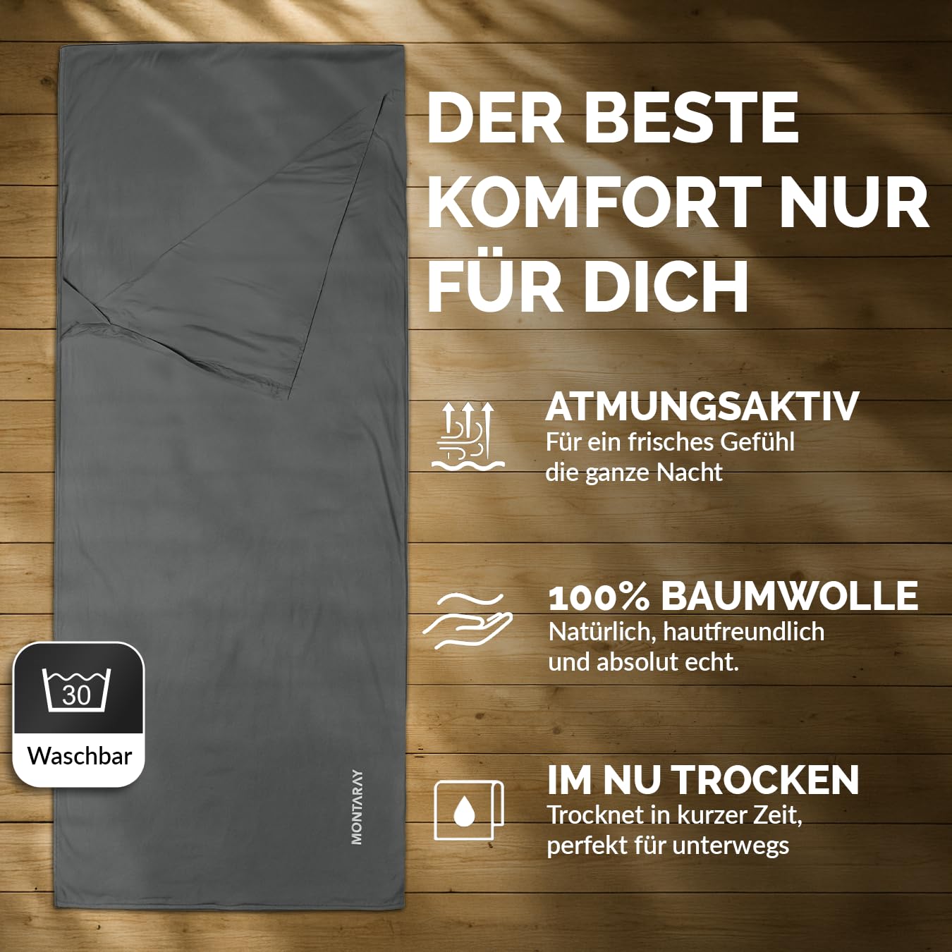 Hüttenschlafsack [Baumwolle o. Mikrofaser] Ultraleicht, Doppellagig, kleines Packmaß, Weich & Hautfreundlich mit Kissenfach, Augenmaske & Ohrstöpsel, Atmungsaktiv & Kompakt 220x90cm, Für Hütte & Reise