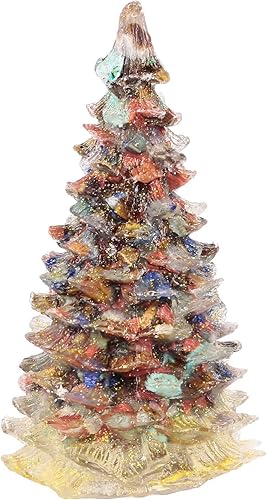 Rockcloud Lapislázuli Piedra de cristal Reisn Árbol de Navidad Decoración para el hogar de vacaciones, 3.9in x 2.2in