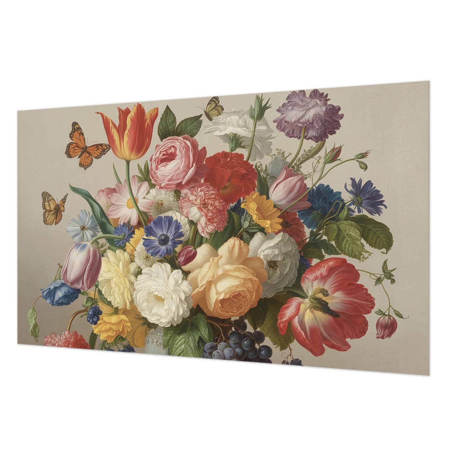 Décoration murale intissée fleurs et papillons pour grand mur de salon 416x254