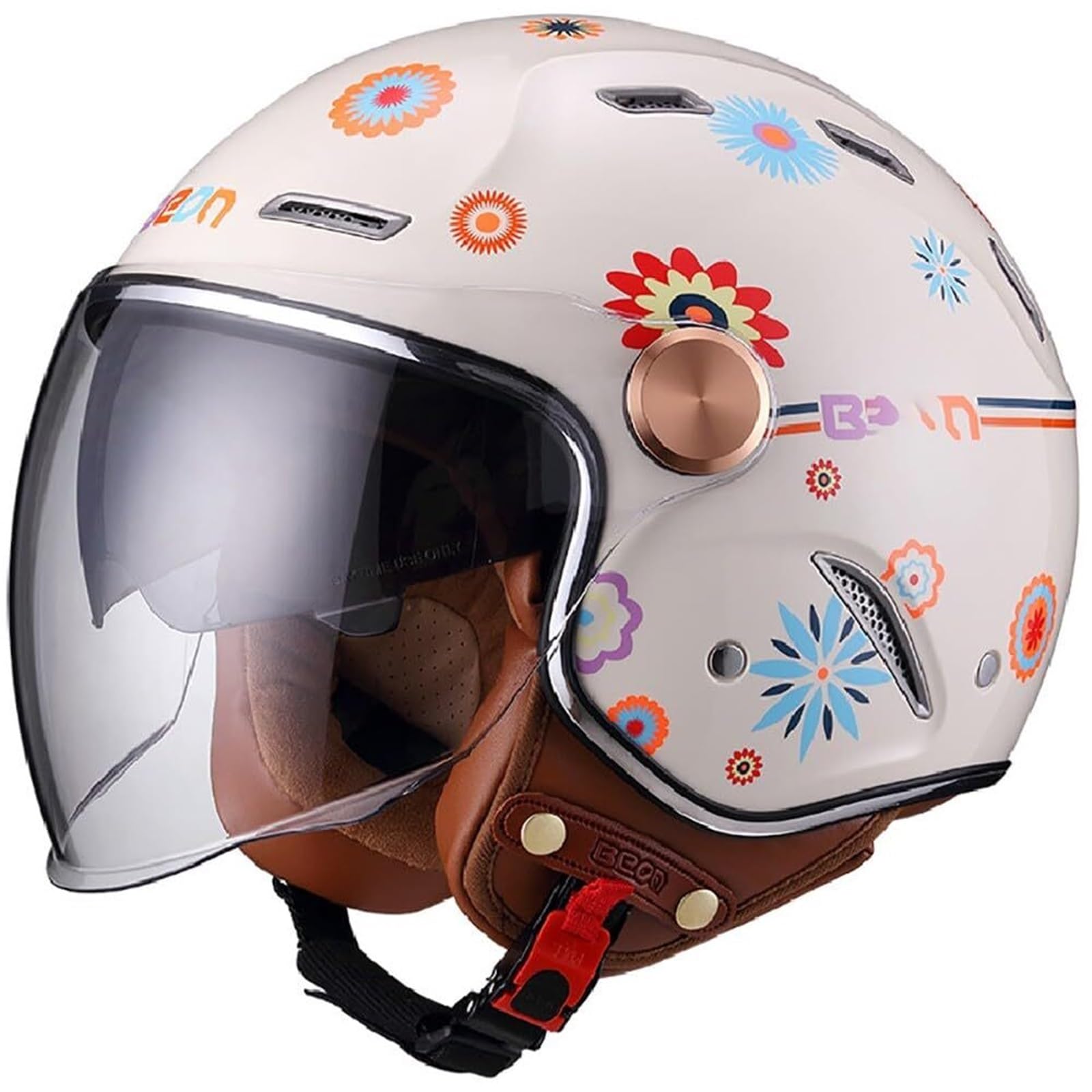 Frontier 3/4 Kask Motocyklowy Otwarty Certyfikat Atest ECE 22.06 Dopuszczony do Ruchu Skorupa ABS Szybkie Zapięcie Podwójna Visiera Matowy Czarny z Ochroną Przeciwsłoneczną Multi-Wentylacja