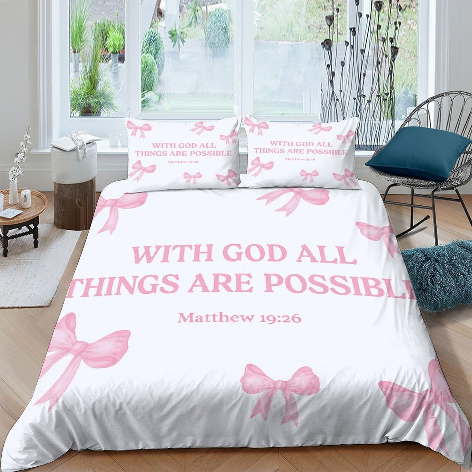 Ctjqhvkz Style-5 3D Printed Pink Bow Inspirational Quote Fitted Sheet Microfiber Soft Bed Cover For Bedroom Dorm Mattress Decor Single（135X200cm）