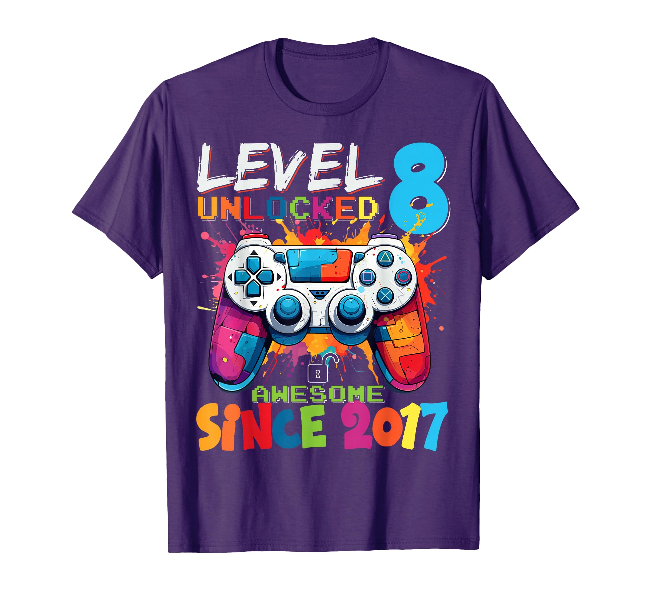 Level 8 Unlocked Awesome 2017 Video Games Birthday T-Shirt