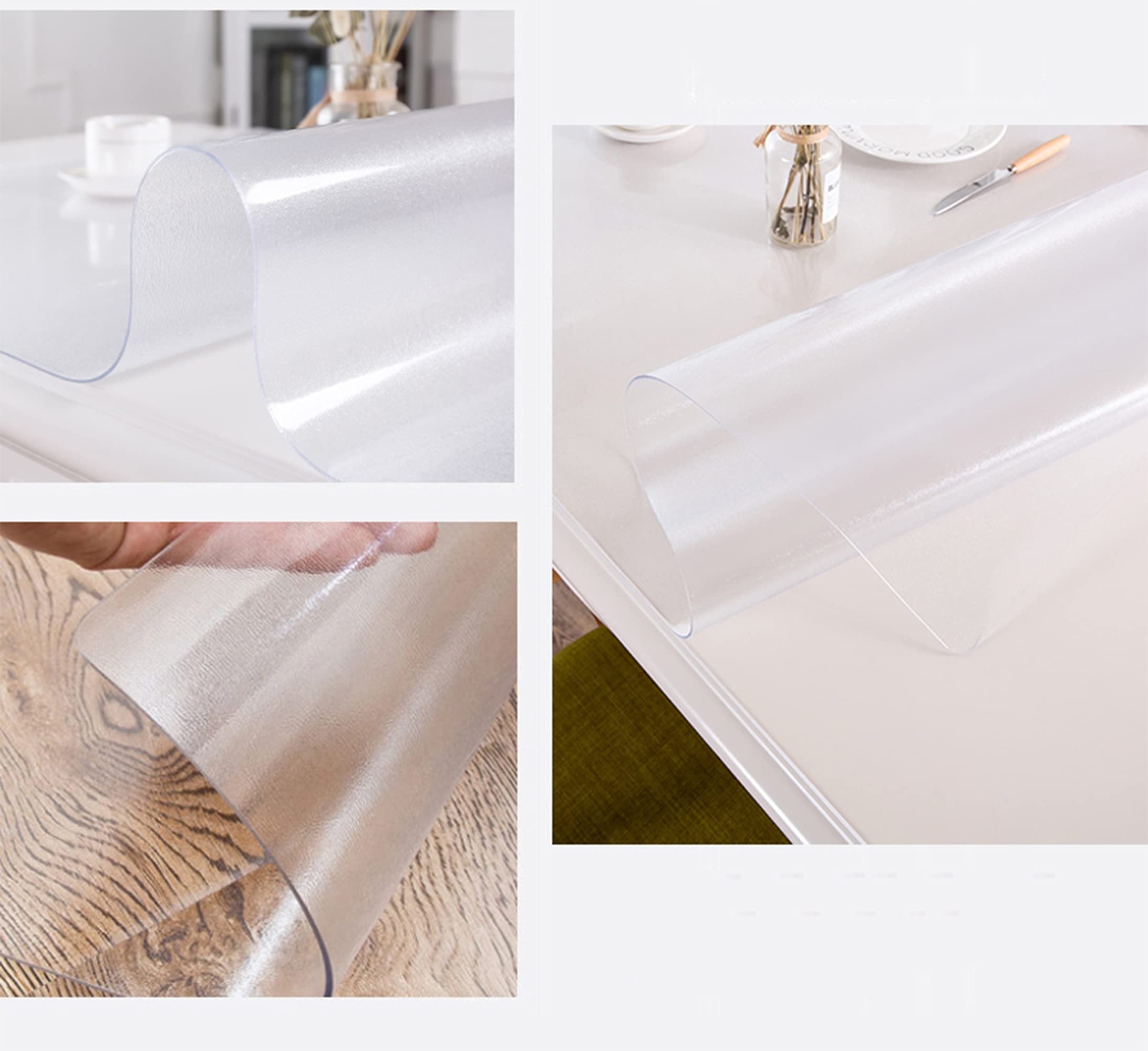 Sous-main de bureau imperméable transparent en PVC antidérapant avec bords arrondis, protection de table résistante à la chaleur, 1,0 mm pour ordinateur portable bureau/maison, 150 x 60 cm, givré