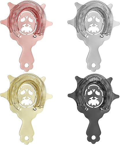 Miniatura 8 de Colador de cóctel de 4 puntas, colador Hawthorne, para bartenders profesionales y mixólogos, diseño de cabeza del diablo