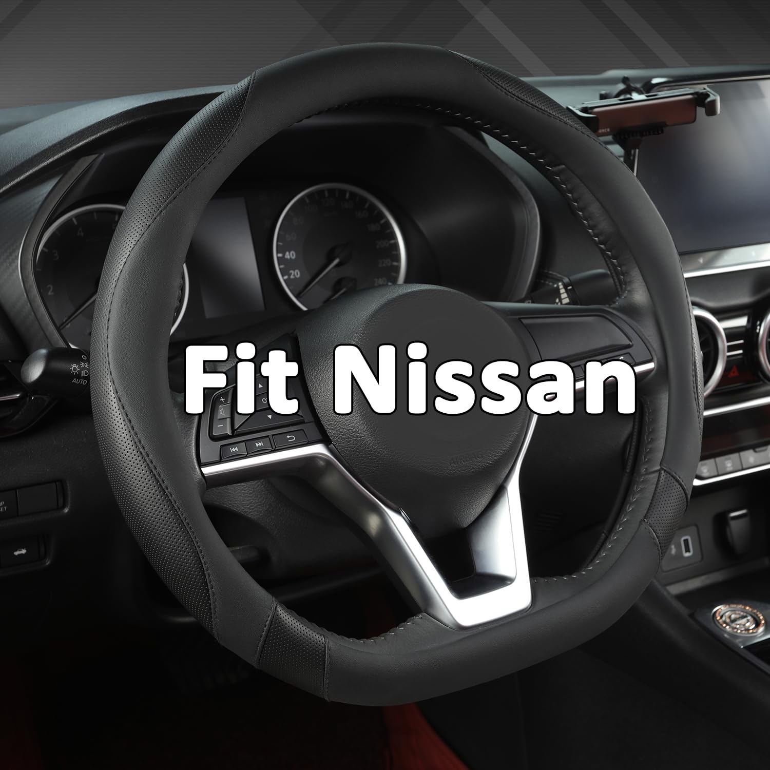 GIANT PANDA Coprivolante per Nissan, a forma di D, per Qashqai,Juke​,X-Trail,Leaf​(nero, misura standard)