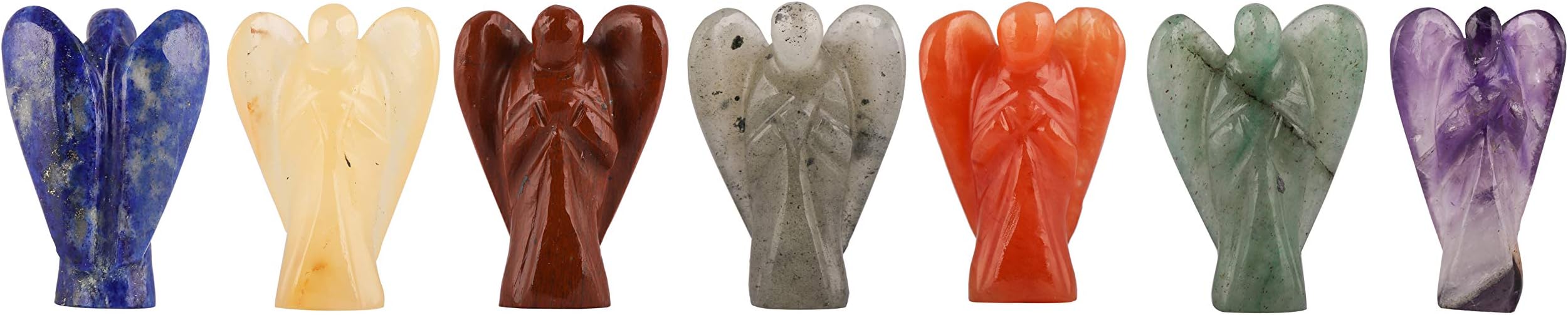Beautiful Agate 7 Chakra Angels - Reiki Healing Crystals Set of 7