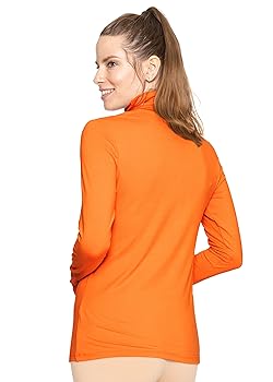 Women's Long Sleeve Turtleneck Top Orange X-Small at Amazon