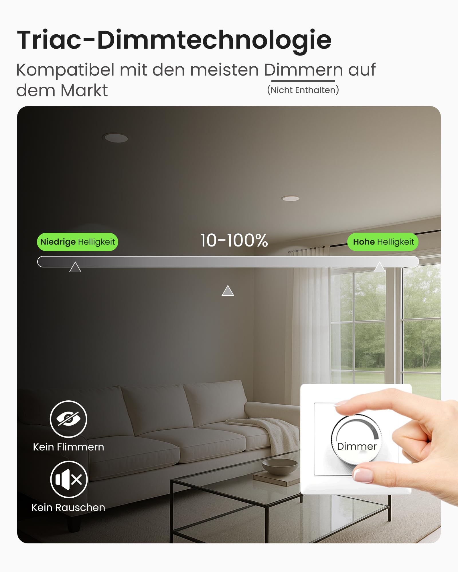 ALUSSO 3CCT LED Einbaustrahler 230V Dimmbar 8W IP65 Loch 70-80MM 6er Set | Warmweiß Neutralweiß Kaltweiß Spots Deckenleuchte Deckenspots Einbauleuchten Einbauspots für Badezimmer Küche, Weiss