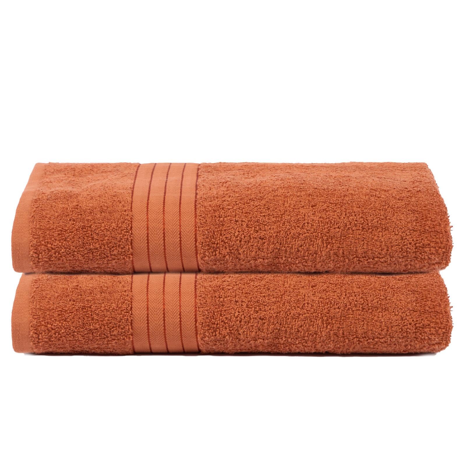 Ohs 2 Pack Of 100% Cotton Bath Sheet90 X 150CmBurnt Orange from B&Q