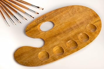 ARTIOS Wooden Painting Palette - 36x20cm Handmade Paint Palette with Thumb Hole for Acrylic, Oil, Watercolor, Gouache Painting - for Professional Artists, Art Enthusiasts & Kids