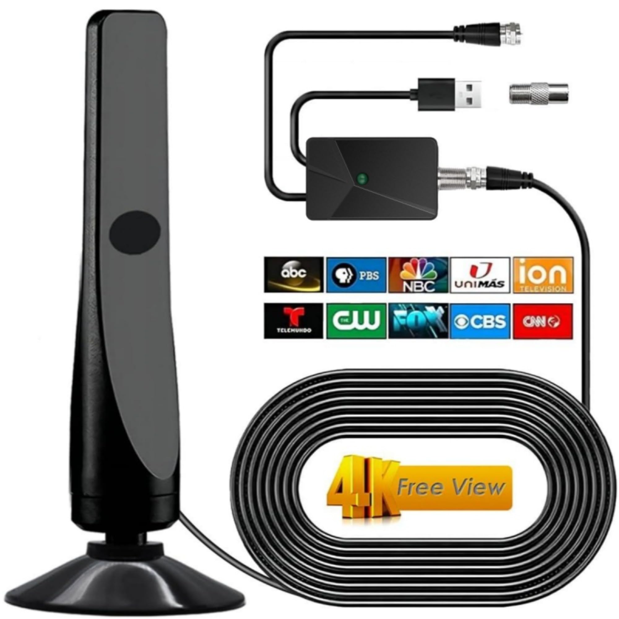 2025 Upgraded Digital TV Antenna Indoor for Smart TV - 1600+ Miles Range Amplifier HD Antenna Signal Booster for TV Local Channels - Support 4K 8K