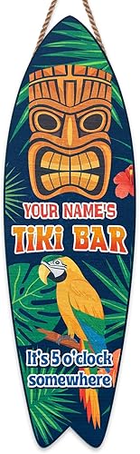 Miniatura 26 de Artsy Woodsy Letrero de madera personalizado con estampado de barra Tiki (no tallado ni neón), decoración de verano, letrero de piscina, patio