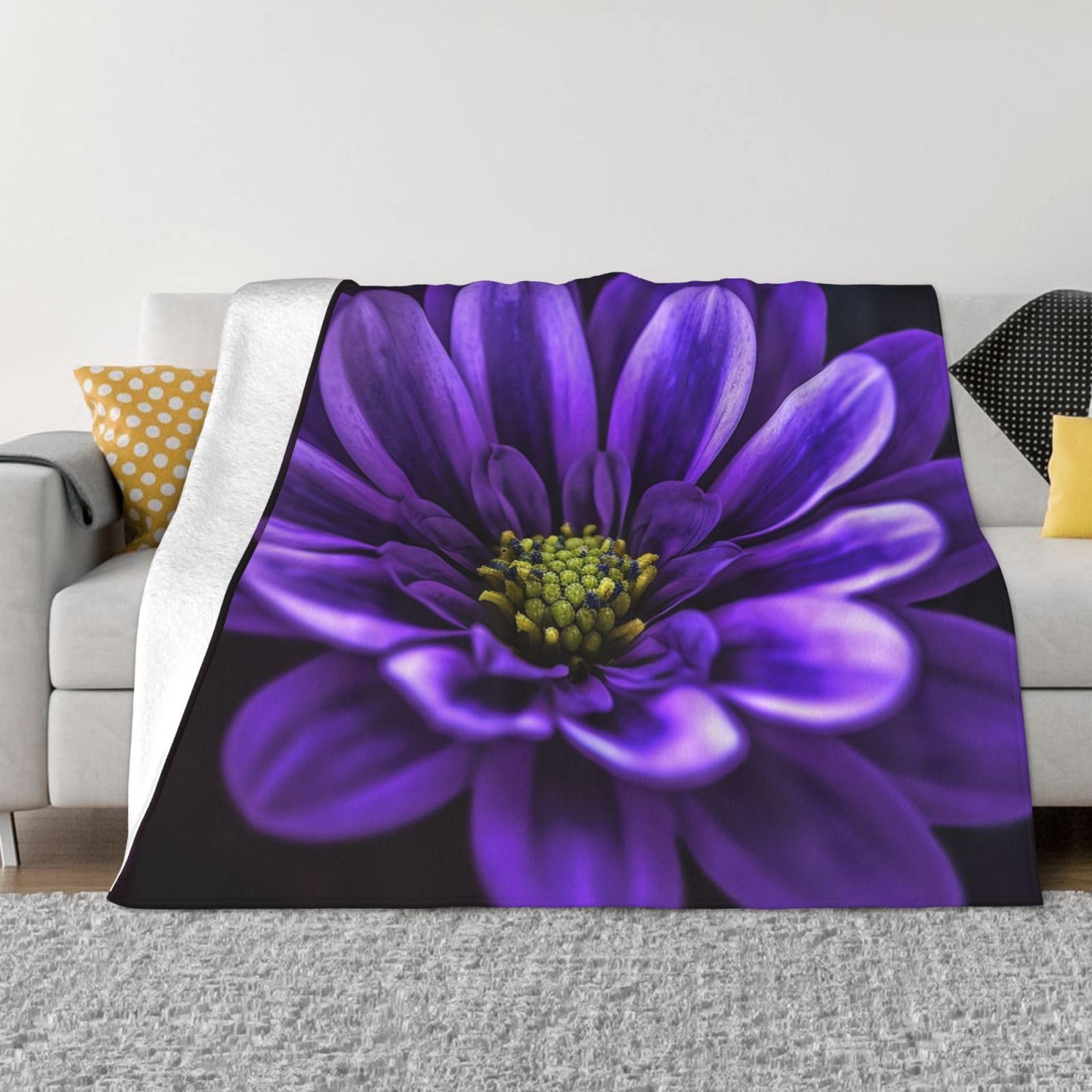 Couverture polaire en flanelle violette 150x130 cm pour lit et canapé