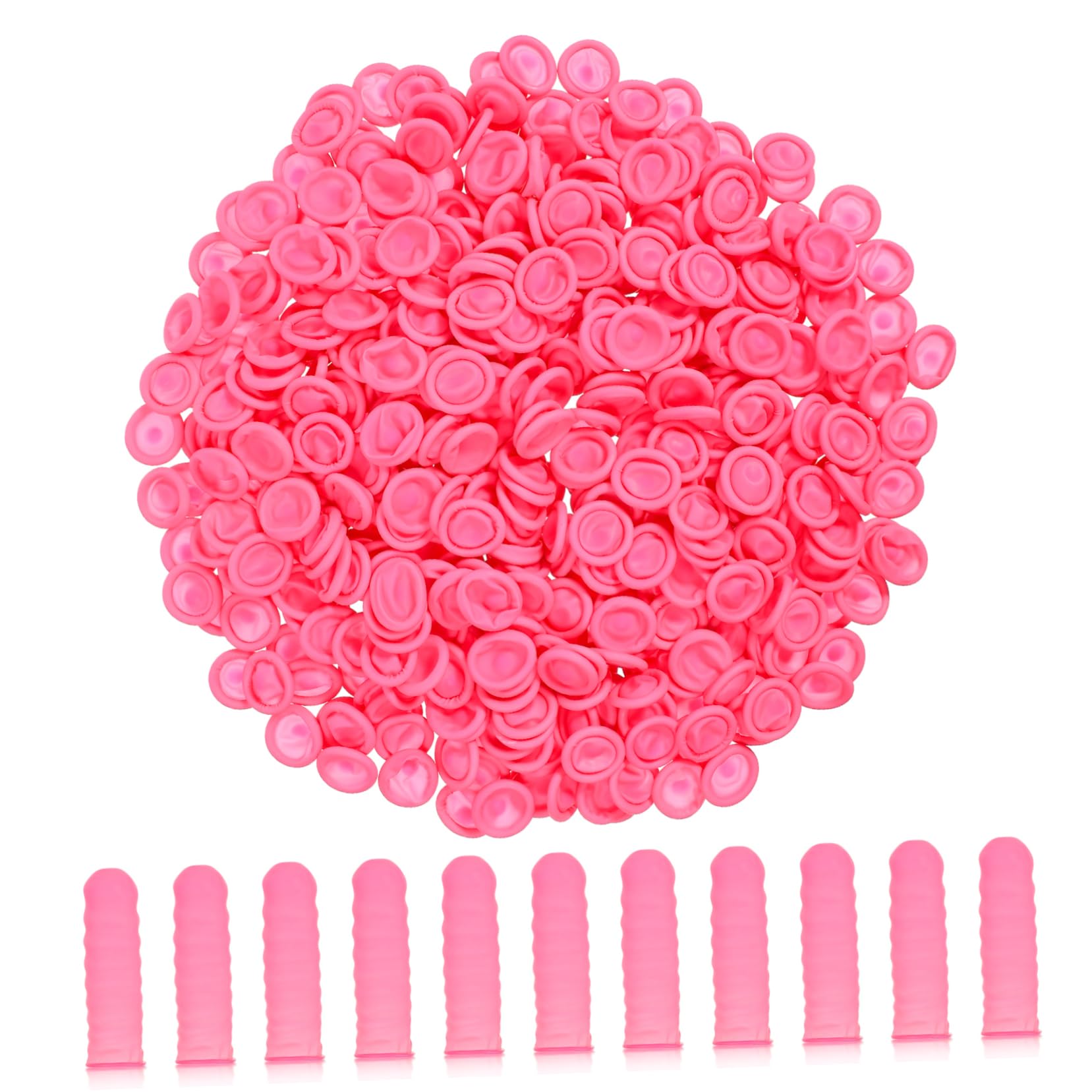 COLLBATH 600Pcs Disposable Pink Latex Finger Covers Flexible Fingertip Protectors for Medical Crafting Nail Art and Electronics Easy to Wear and Remove for Finger Protection