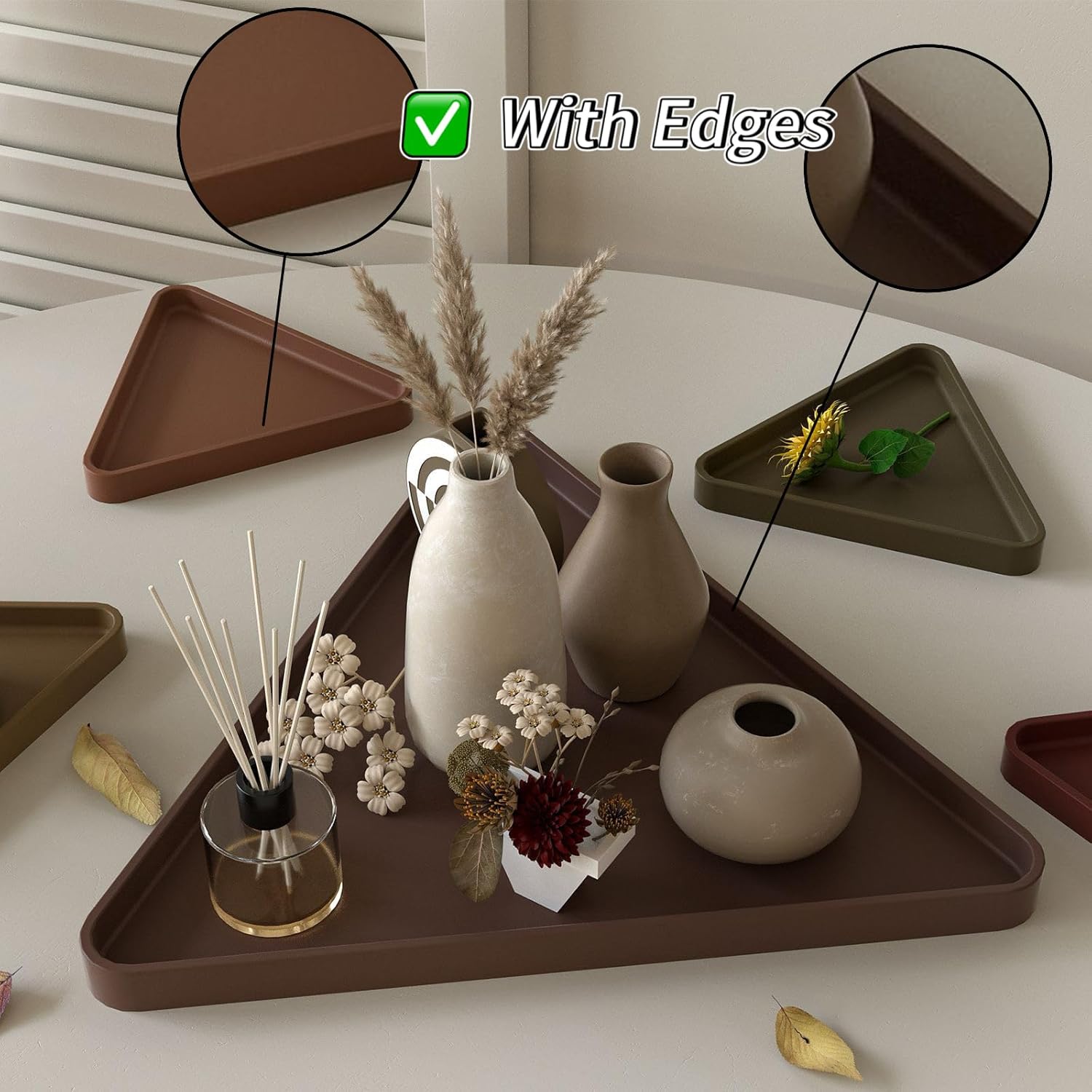 13 Inches Extra Large Triangle Tray Resin Molds Silicone with Edges, Resin Serving Tray and Coaster Mold Set DIY Craft