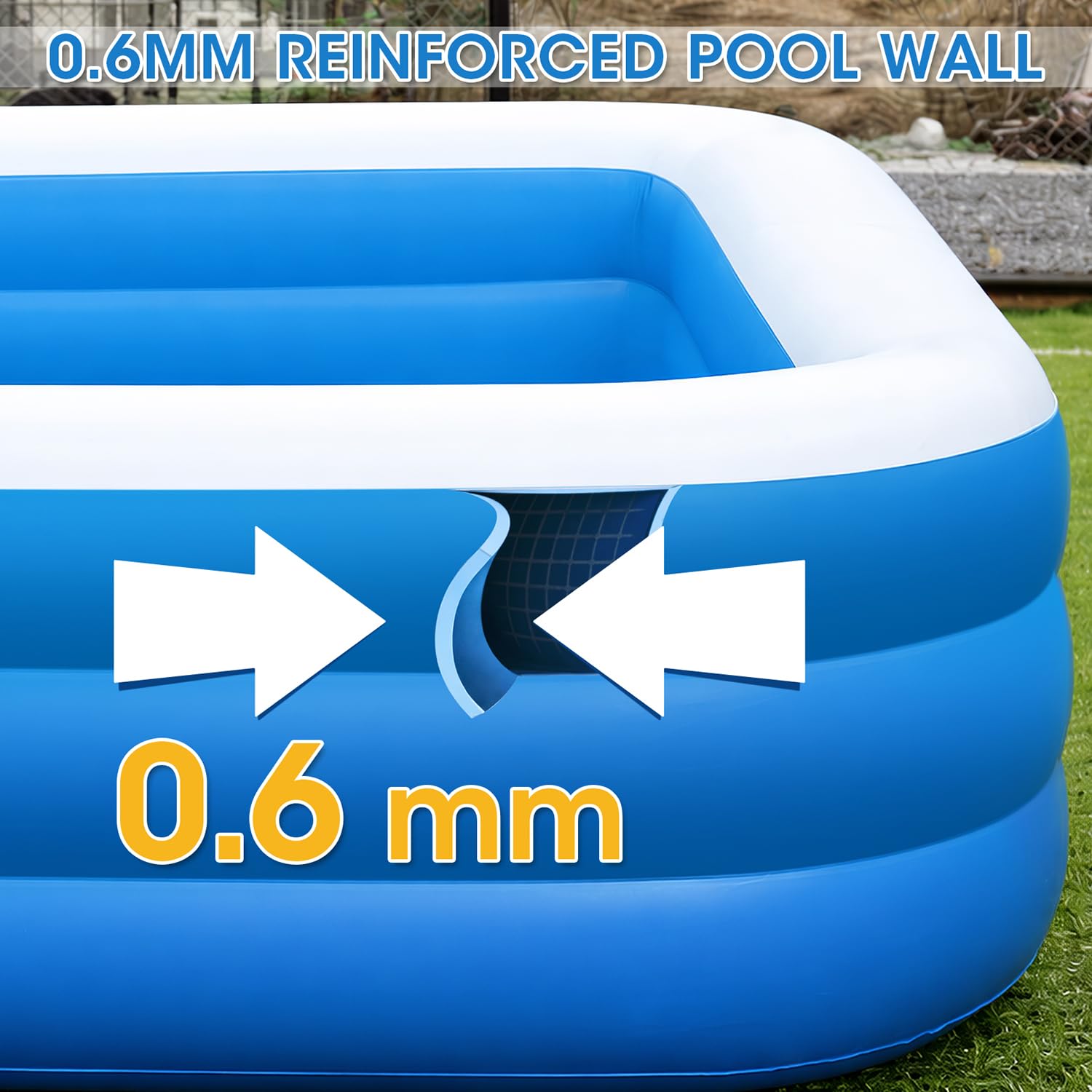 Piscinas inflables extragrandes de 180 x 76 x 22 pulgadas con bomba de aire incluida, piscina inflable de 1303 galones para familias adultas, piscina resistente sobre el suelo para fiesta de verano en