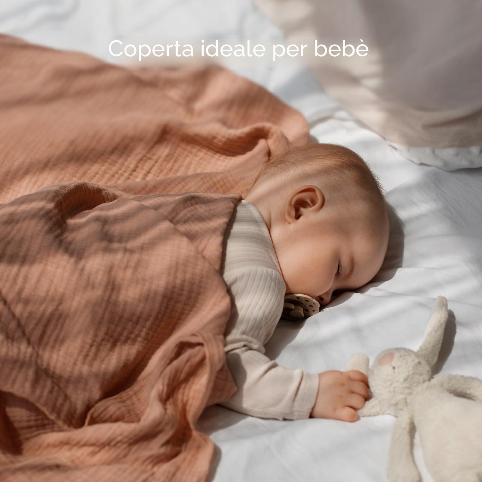Panni di garza per neonati, 100% cotone, 60 x 60 cm, assorbenti e traspiranti, in mussola, set da 5 pezzi, per neonati, ragazzi e ragazze, orso marrone
