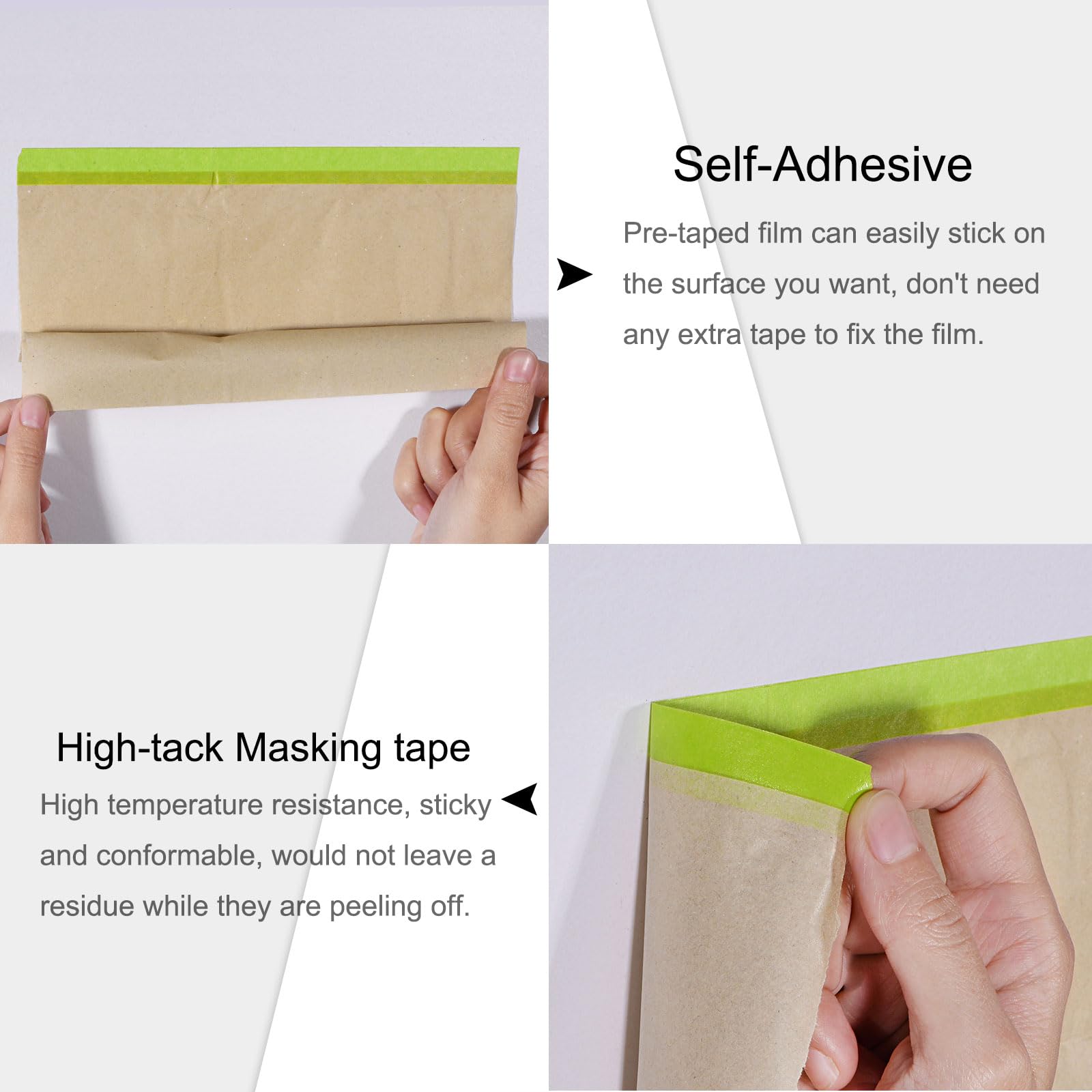 uxcell Papel de enmascarar precintado con dispensador de papel marrón de 11.8 pulgadas x 39 pies, cinta adhesiva de alta adherencia para pintar, protección de suelos y cubrir, 3 rollos