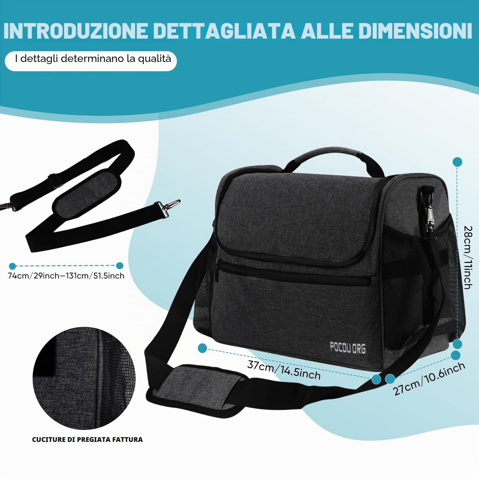 Borsa Organizzatore per Forniture da Viaggio/Toelettatura per Animali Domestici - Compatibile con Aspirapolvere per Toelettatura Cani Oneisall/Neabot, Grande Capacità - Solo Borsa (Nero)
