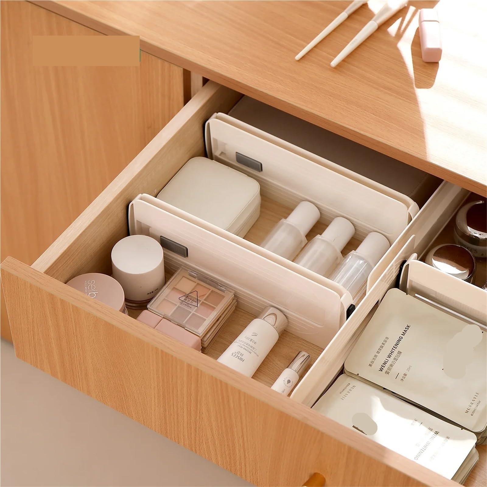 Organizzatore for cassetti espandibile Lunghezza regolabile 29 46 7 cm Scomparti flessibili Tappetino antiscivolo for armadietto da bagno cucina